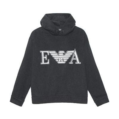 Emporio Armani Grey Logo Embroidered Hoodie Sweatshirt 6H1M81-1NXQZ-0664