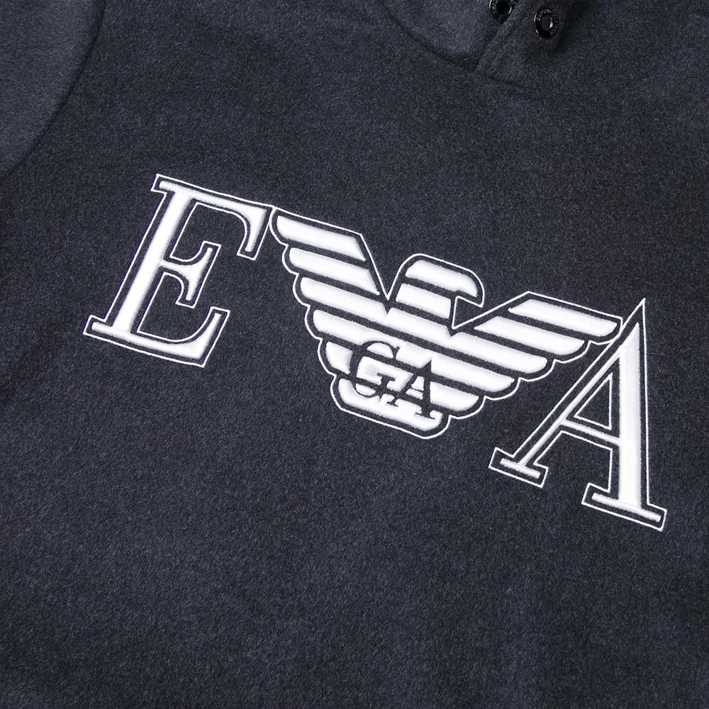 Emporio Armani Grey Logo Embroidered Hoodie Sweatshirt 6H1M81-1NXQZ-0664 圖 4
