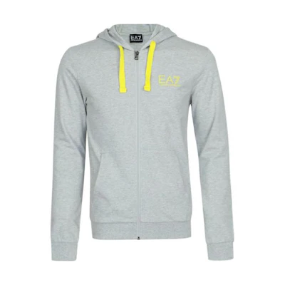 Emporio Armani Grey Logo Print Zip-Up Drawstring Hoodie 3HPM69-PJ05Z-3904