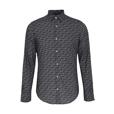 Emporio Armani Grey Long Sleeve Fashion Print Shirt 6H1C09-1NC2Z-F618