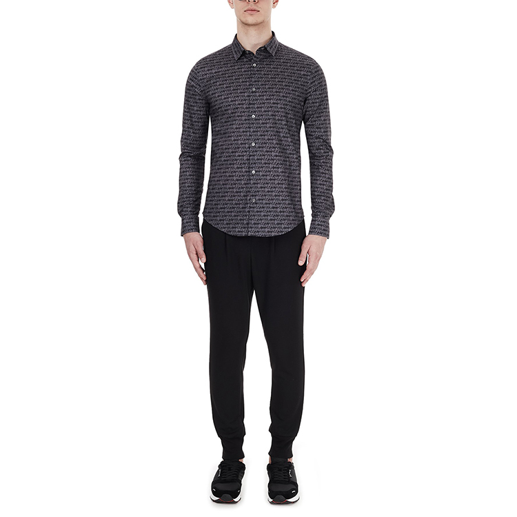 Lookbook Emporio Armani Kemeja Lengan Panjang Abu-Abu dengan Desain Fashion. 6H1C09-1NC2Z-F618