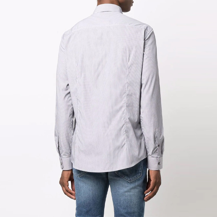 Purchase Kemeja Lengan Panjang Abu-abu Pinstripe Logo Emporio Armani Terbordir 8N1CD4-1NB1Z-F601