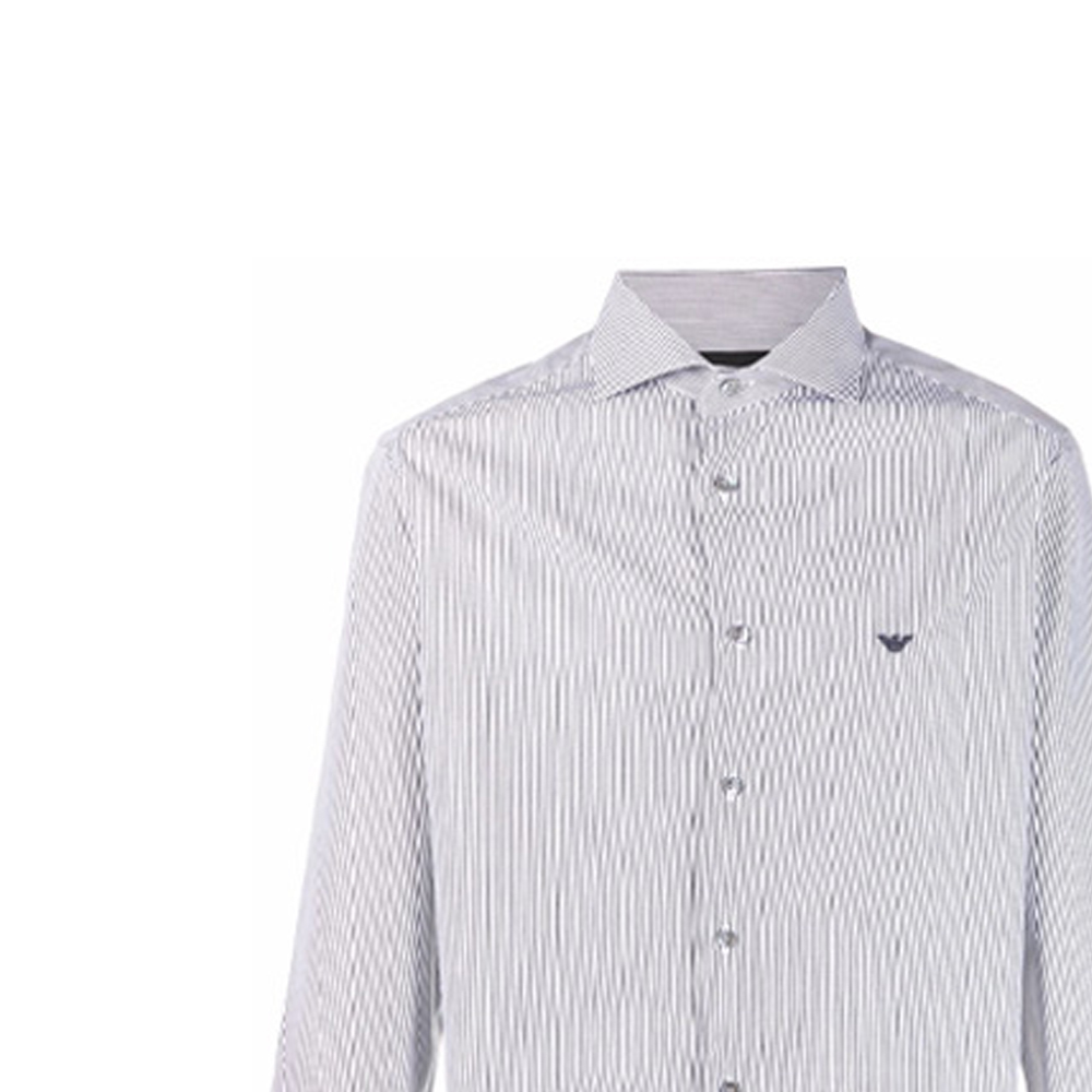 Details for Kemeja Lengan Panjang Abu-abu Pinstripe Logo Emporio Armani Terbordir 8N1CD4-1NB1Z-F601