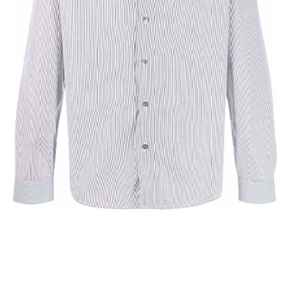 Sizing Kemeja Lengan Panjang Abu-abu Pinstripe Logo Emporio Armani Terbordir 8N1CD4-1NB1Z-F601