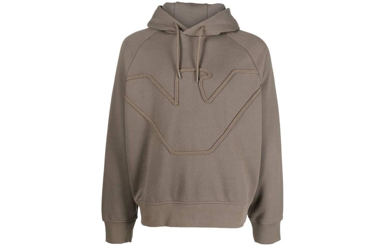 Emporio Armani Grey Pullover Hoodie with Drawstring and Long Sleeves 6R1ME4-1JWPZ-04A5