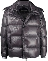 Emporio Armani Grey Solid Color Hooded Down Jacket with Zipper. 6K1B88-1NPDZ-0633 Emporio Armani Grey Solid Color Hooded Down Jacket with Zipper. 6K1B88-1NPDZ-0633
