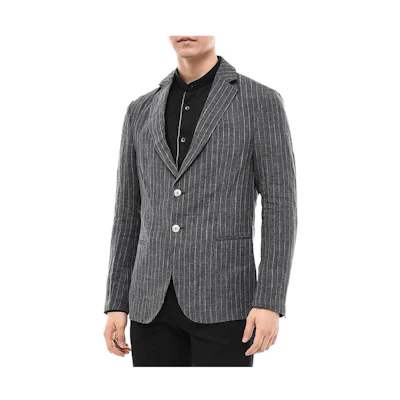 Emporio Armani Grey Striped Single-Breasted Suit Jacket 51G28S-51S21-0631
