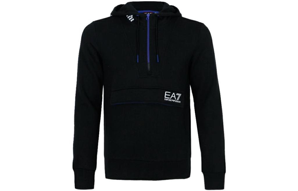 Emporio Armani Half-Zip Logo Hoodie Black Pullover 6GPM22-PJ07Z-1200
