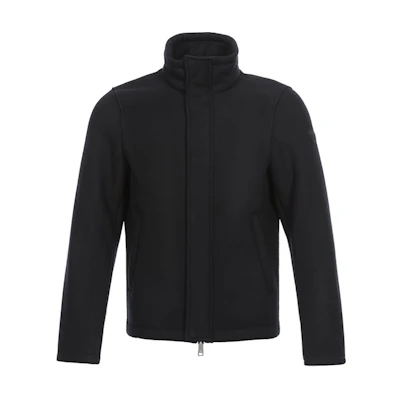 Emporio Armani High-Neck Jacket Blended Fabric Navy Blue 6Z1B64-1NUKZ-0939