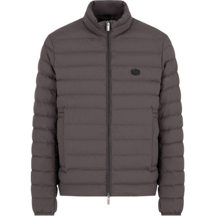 Emporio Armani High-Neck Zip-Up Jacket in Dark Gray 8N1BQ2-1NLRZ-0842