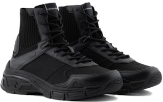 EMPORIO ARMANI阿瑪尼 織物 圓頭舒適 百搭潮流 高幫 生活休閒鞋 男款 黑色 Lookbook EMPORIO ARMANI阿瑪尼 織物 圓頭舒適 百搭潮流 高幫 生活休閒鞋 男款 黑色