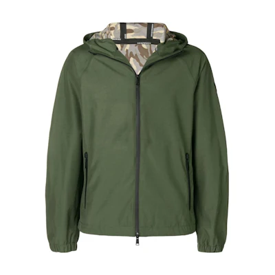 Emporio Armani Khaki Green Solid Color Hooded Zip Casual Jacket 3Z1B66-1NSVZ-0544