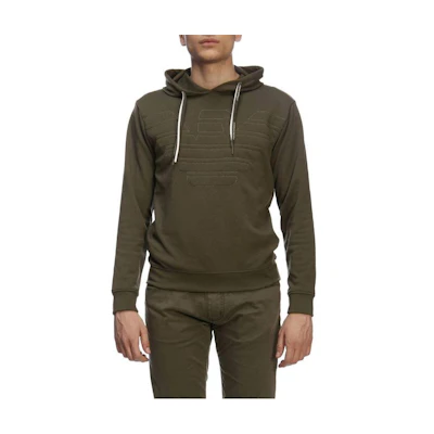 Emporio Armani Khaki Hoodie with Embroidered Logo 3G1M87-1J51Z-0641