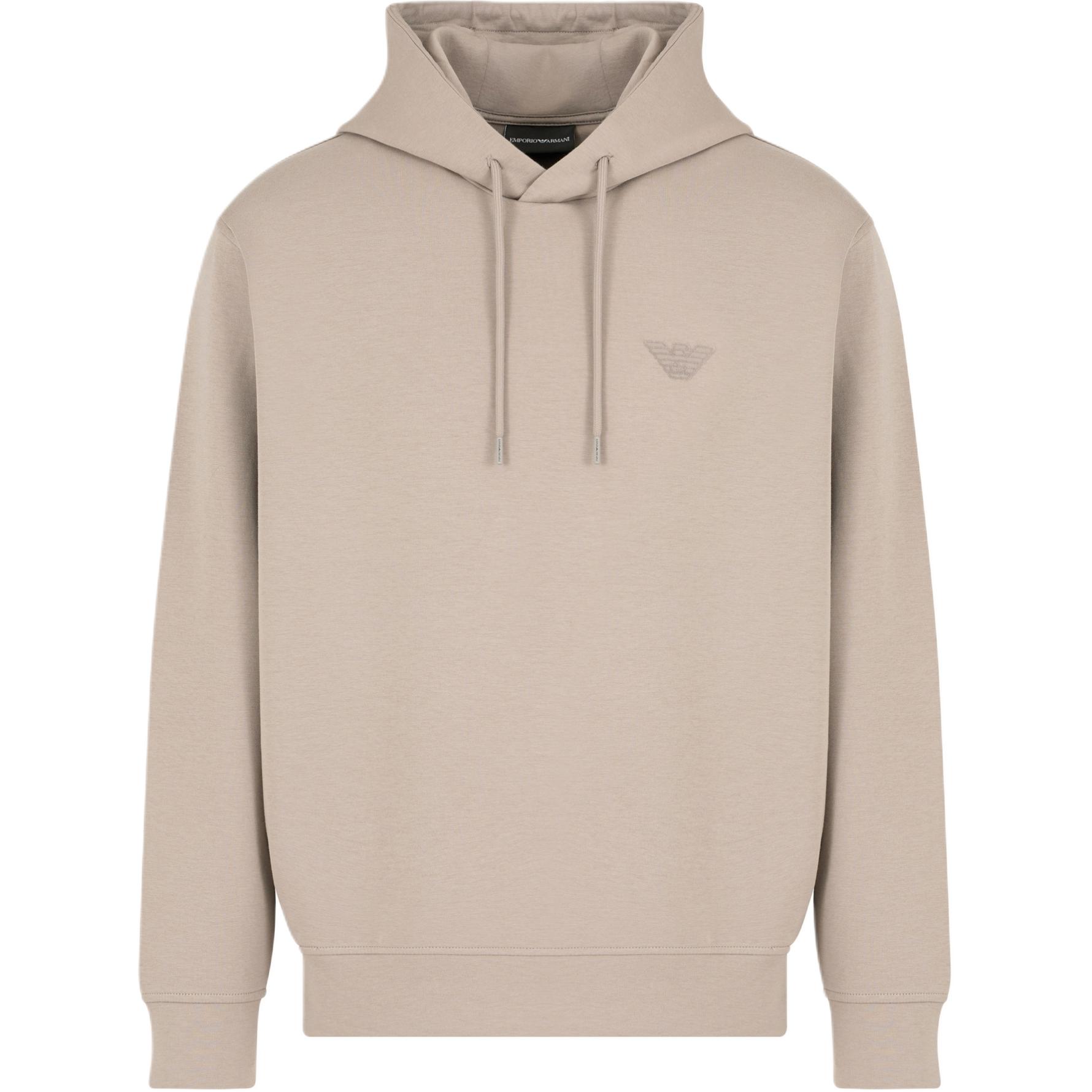 Emporio Armani Khaki Logo Hoodie with Drawstring and Long Sleeves 6D1M94-1JHSZ-0195