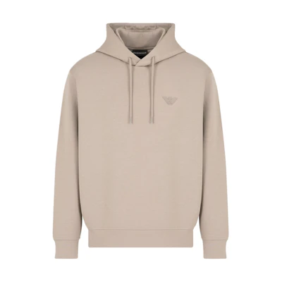 Emporio Armani Khaki Logo Hoodie with Drawstring and Long Sleeves 6D1M94-1JHSZ-0195