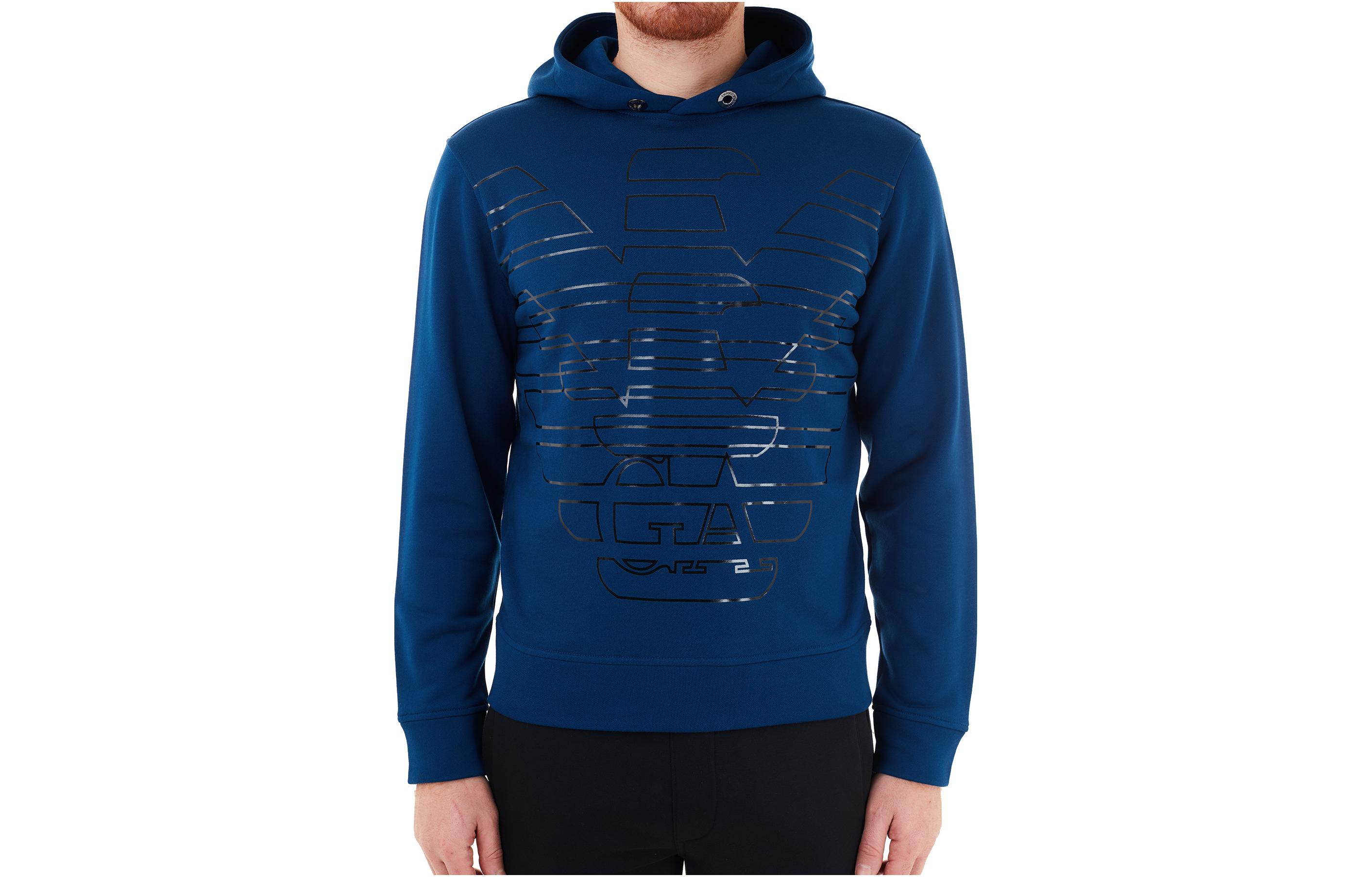 Emporio Armani Large Logo Hoodie Deep Blue Long Sleeve Sweater 6H1MC4-1JPHZ-0975