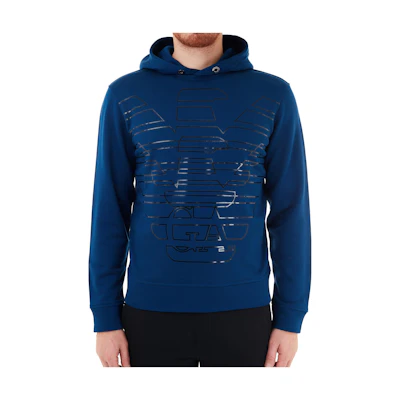 Emporio Armani Large Logo Hoodie Deep Blue Long Sleeve Sweater 6H1MC4-1JPHZ-0975