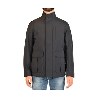 Emporio Armani Layered Full-Zip Jacket in Solid Grey 8N1BE8-1NZAZ-0920