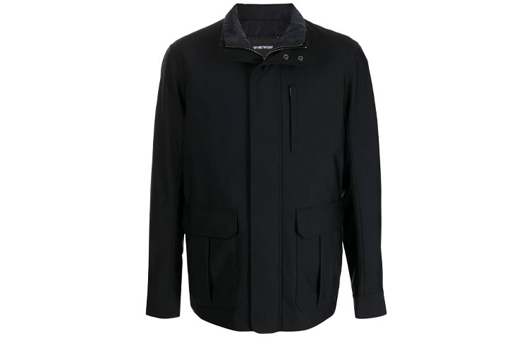 Emporio Armani Layered Zip Jacket in Solid Black 8N1BE8-1NZAZ-999