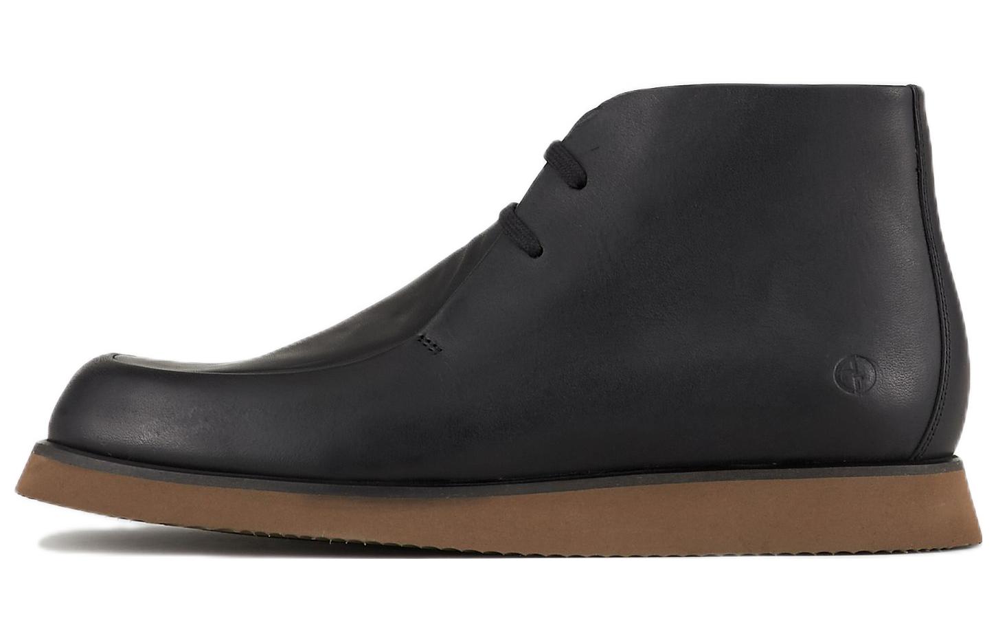 Emporio Armani Leather Ankle Boot 'Black Drawstring Round Toe' X2M344XF642100002