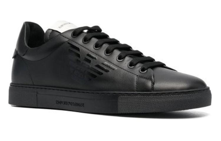 Order Emporio Armani Kulit Hitam 'Logo Elang Mengkilap' X4X554XF66300553