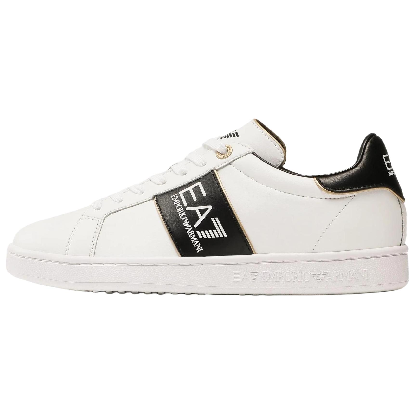 Emporio Armani Leather Casual Low-Top Sneakers Men White/Black. X8X102XK346Q678