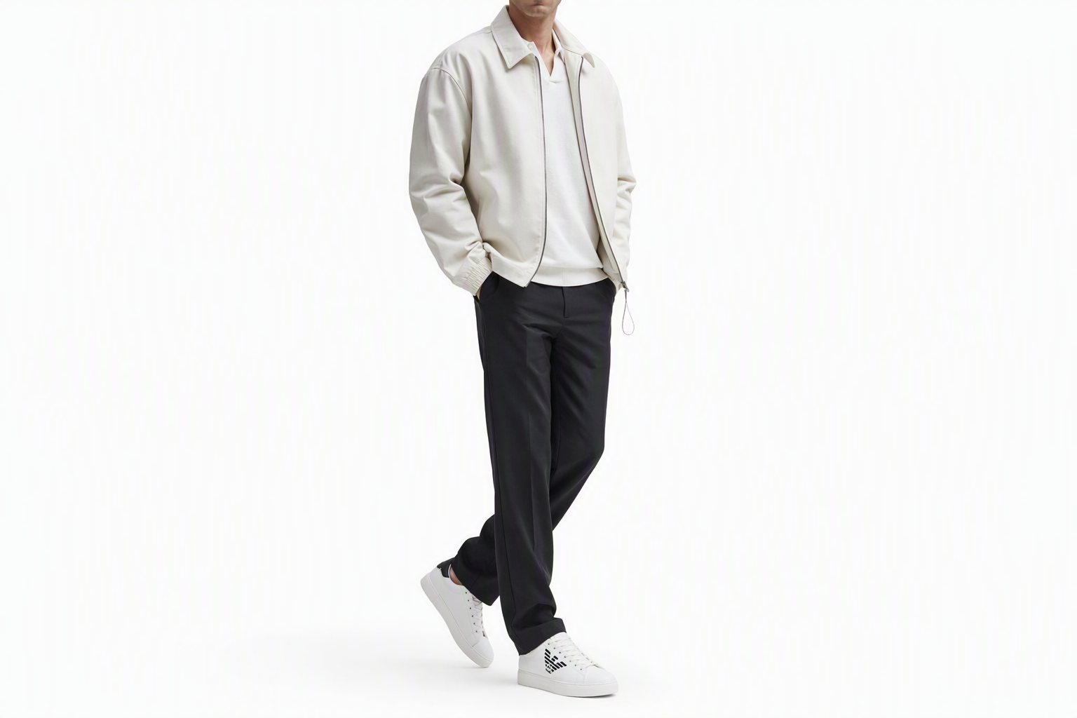 Order EMPORIO ARMANI阿瑪尼 牛皮 鷹標印花繫帶 時尚板鞋 白黑色