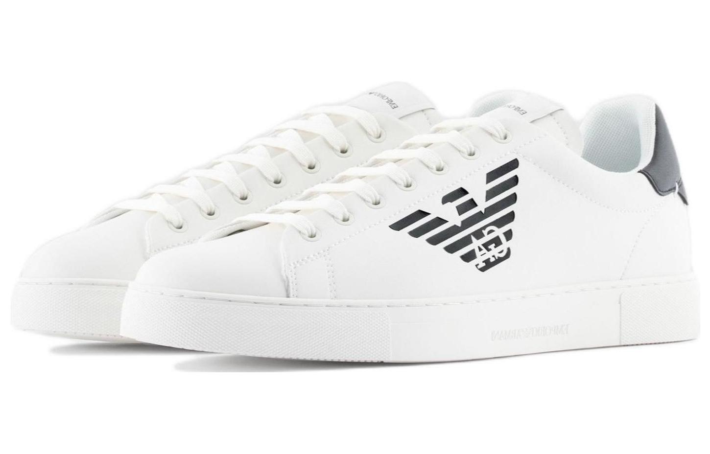 Order Emporio Armani Zapatos de Cuero con Águila Cordones 'Negro y Blanco' X4X554XF663100230