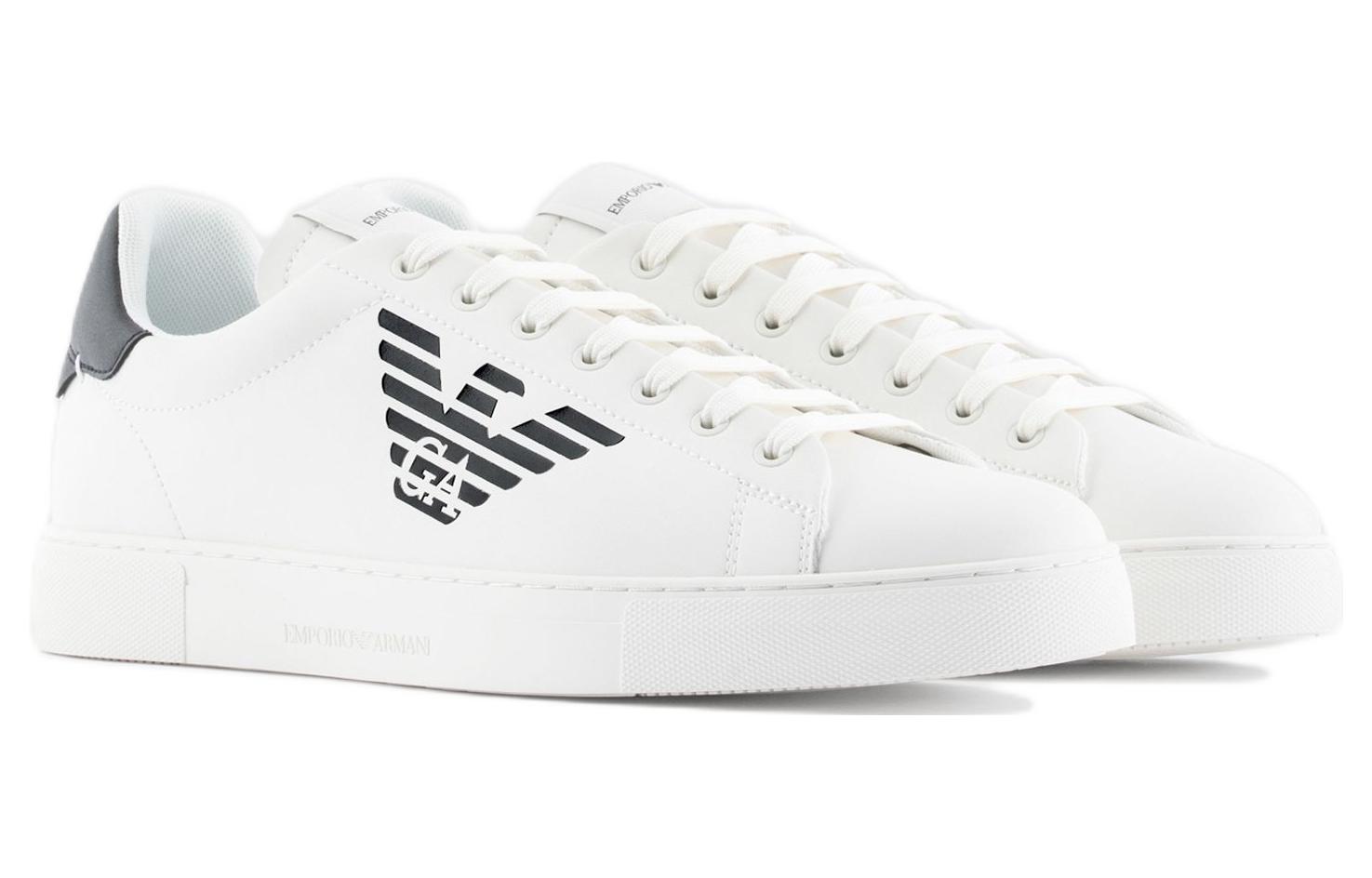 Lookbook Emporio Armani Zapatos de Cuero con Águila Cordones 'Negro y Blanco' X4X554XF663100230