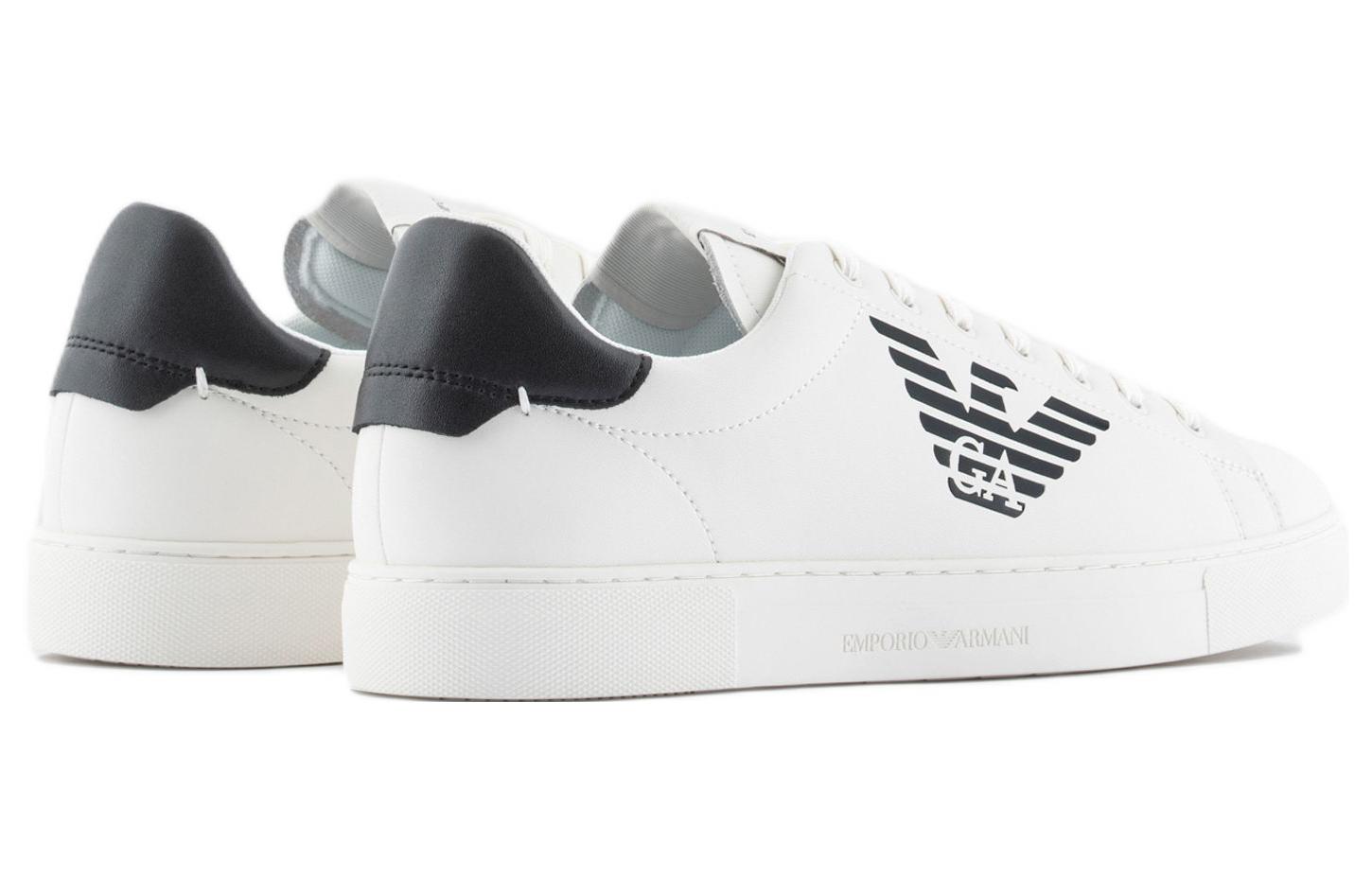 Shop Emporio Armani Leather Eagle Print Lace-Up 'Black and White' X4X554XF663100230