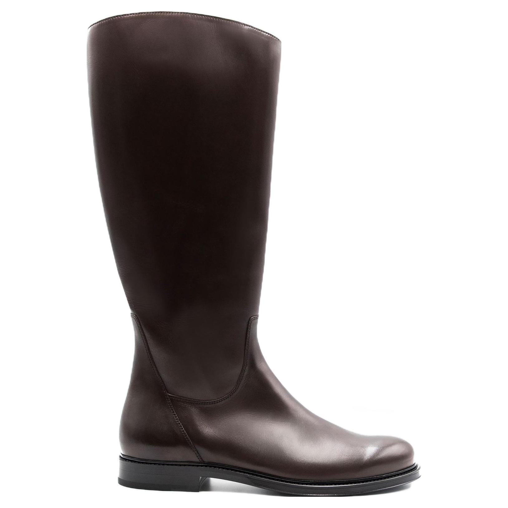 Emporio Armani Leather High-Top Boot 'Brown Logo Round Toe' 圖 2