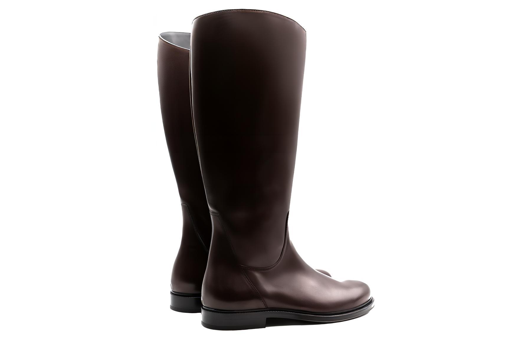 Emporio Armani Leather High-Top Boot 'Brown Logo Round Toe' 圖 4