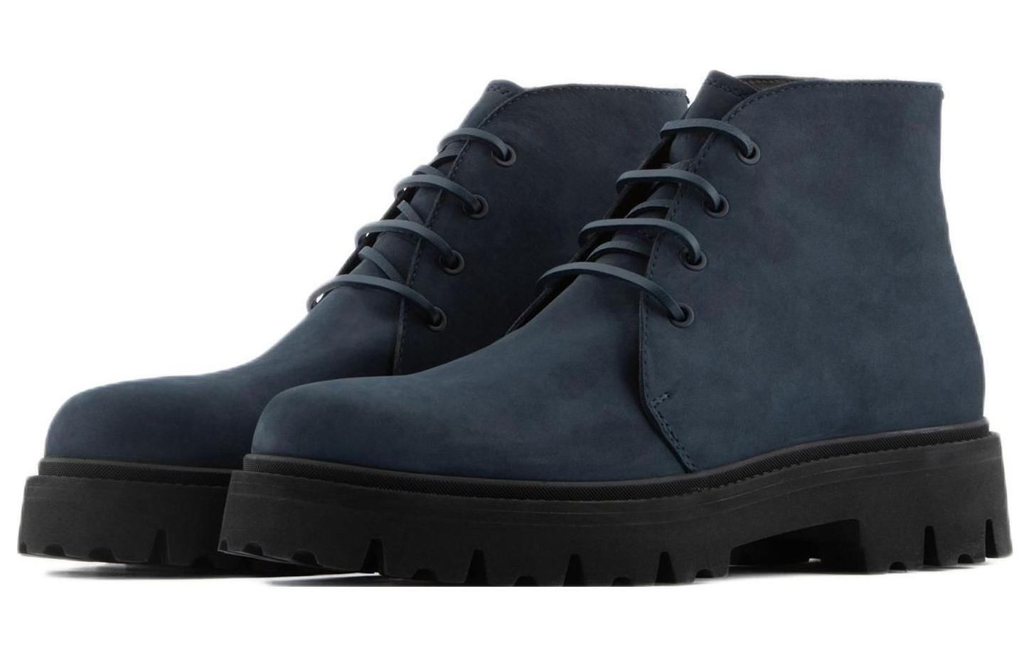 Emporio Armani Leather Lace-Up Ankle Boot 'Navy' 圖 3