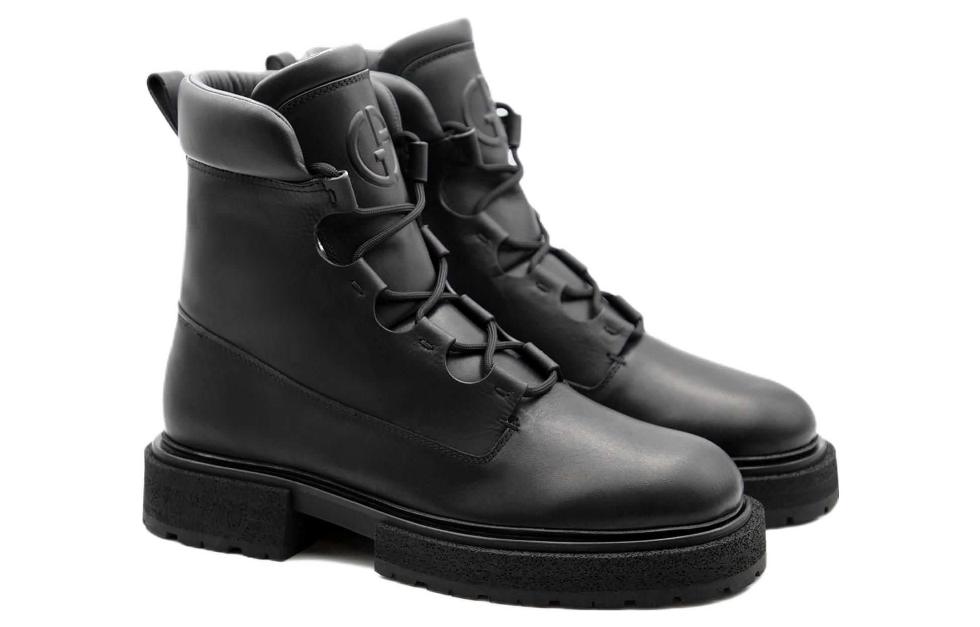 Lookbook Emporio Armani Sepatu Bot Ankle Kulit Tali Hitam Fashion X2M346XN7111K001