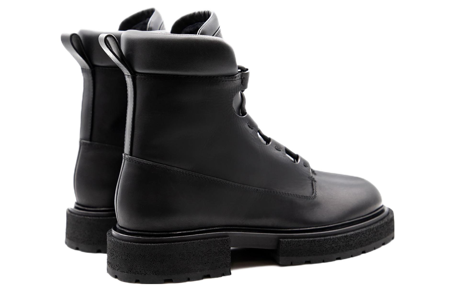 Shop Emporio Armani Sepatu Bot Ankle Kulit Tali Hitam Fashion X2M346XN7111K001