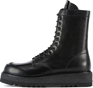 EMPORIO ARMANI 阿瑪尼 皮革繫帶短靴 黑色 Buy EMPORIO ARMANI 阿瑪尼 皮革繫帶短靴 黑色