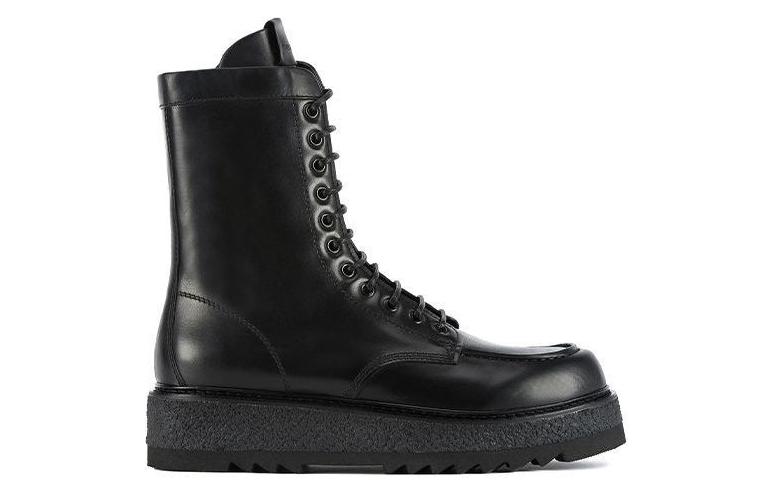 Order Emporio Armani 黑色皮革系带靴 X4N012XF590100002