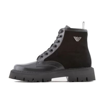 Emporio Armani Leather Lace-Up Boots 'Black Fashion'