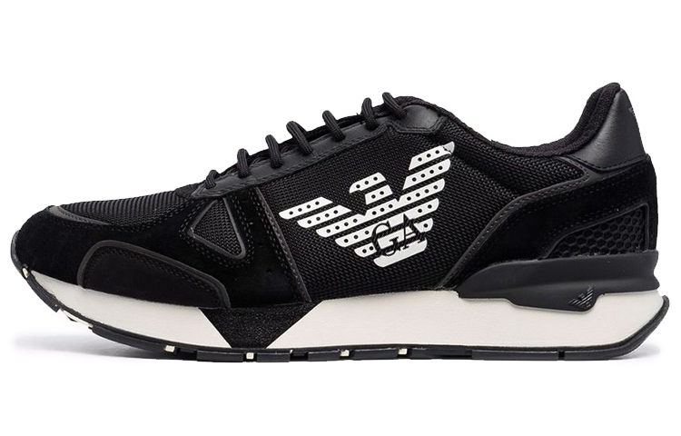 Emporio Armani Leather Logo Print Lace-Up Sneaker 'Black' X4X289XM499Q428