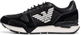 Emporio Armani Sneaker Kulit Logo Cetak Talipinggang 'Hitam' X4X289XM499Q428