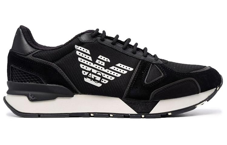 Order Emporio Armani Sneaker Kulit Logo Cetak Talipinggang 'Hitam' X4X289XM499Q428