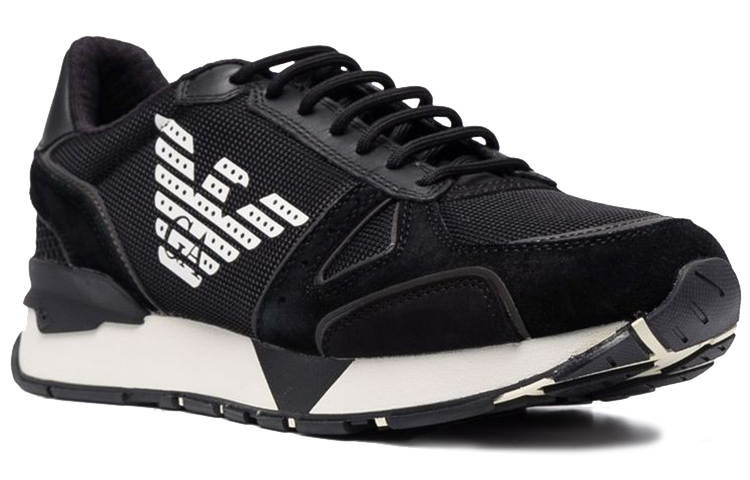 Lookbook Emporio Armani Sneaker Kulit Logo Cetak Talipinggang 'Hitam' X4X289XM499Q428