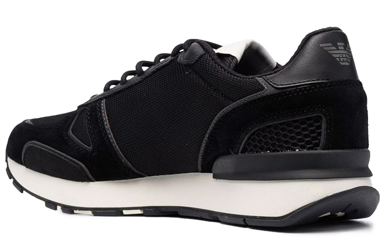 Shop Emporio Armani Sneaker Kulit Logo Cetak Talipinggang 'Hitam' X4X289XM499Q428