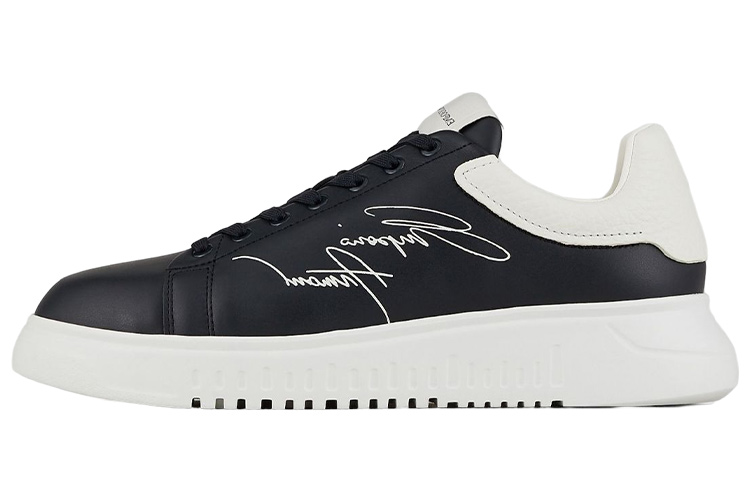 Emporio Armani Leather Low-Top 'Black White'