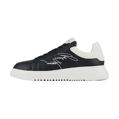 Emporio Armani Leather Low-Top 'Black White'