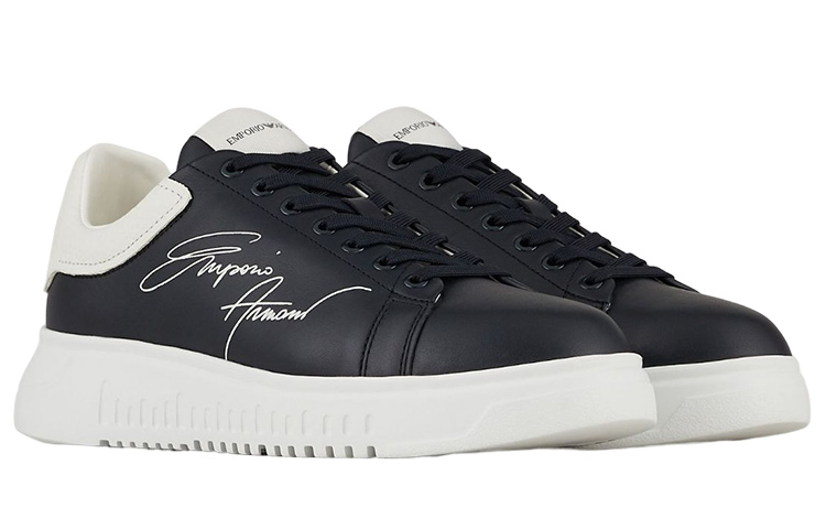 Emporio Armani Leather Low-Top 'Black White' 圖 3