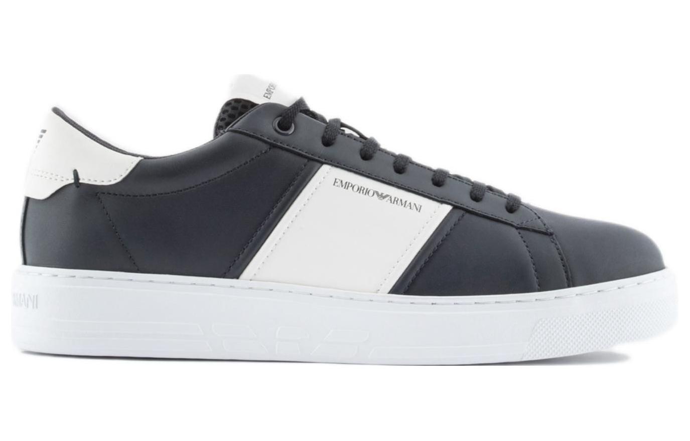 Emporio Armani Leather Low-Top Lace-Up 'Fashion Black' 圖 2