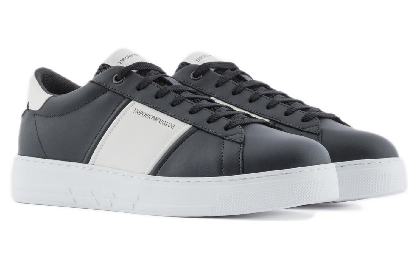 Emporio Armani Leather Low-Top Lace-Up 'Fashion Black' 圖 4