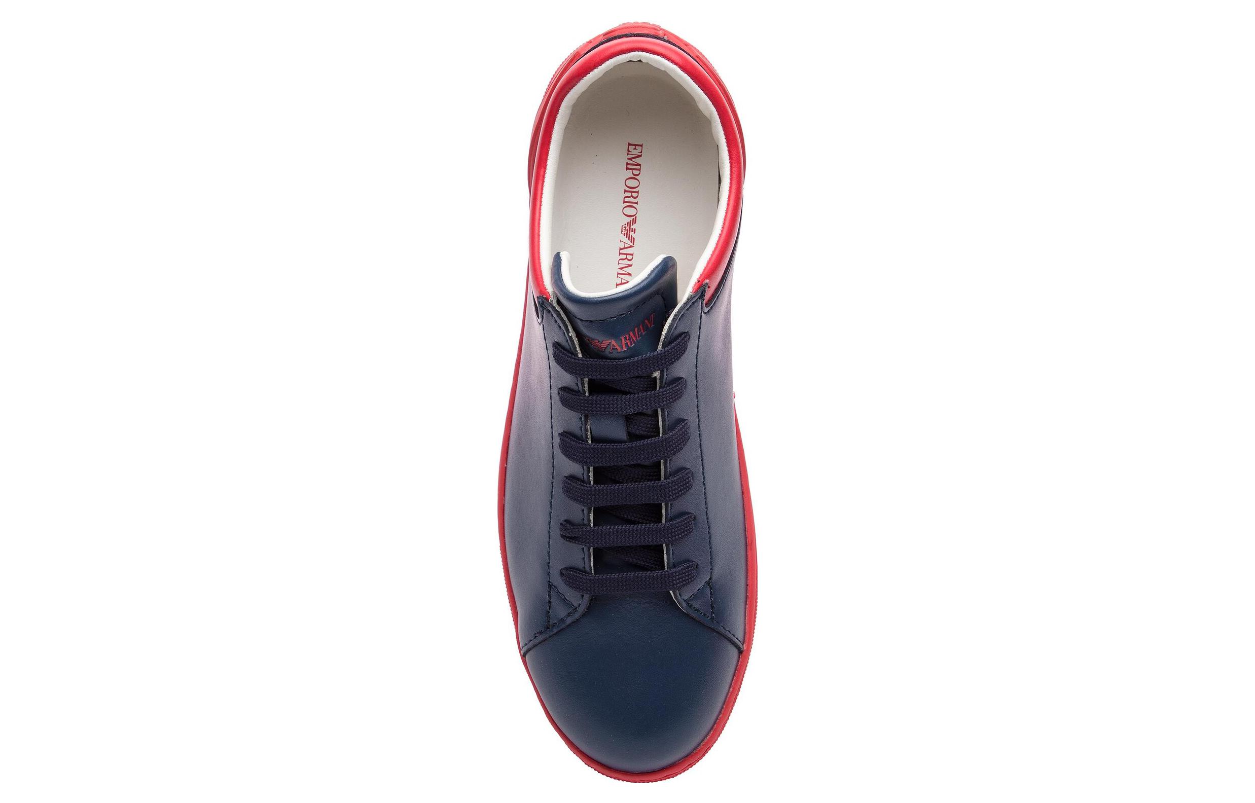 Emporio Armani Leather Low-Top Sneaker 'Blue Red'