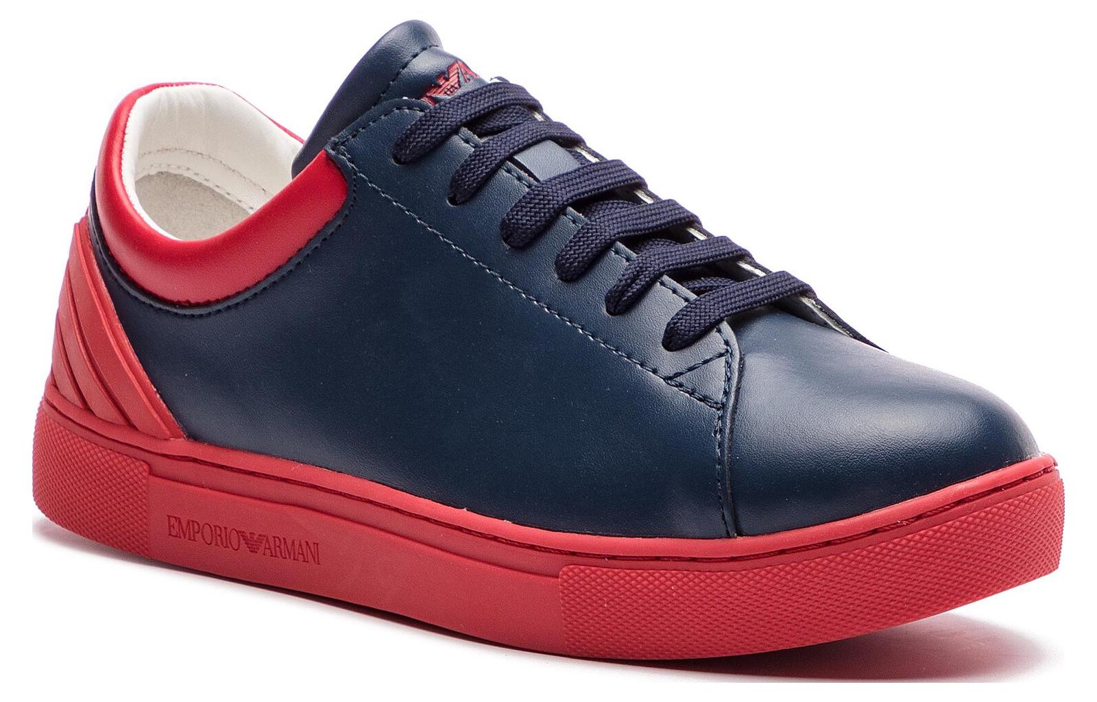 Emporio Armani Leather Low-Top Sneaker 'Blue Red' 圖 3